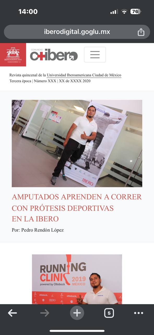 Artículo digital sobre atletas con prótesis deportivas en la Ibero